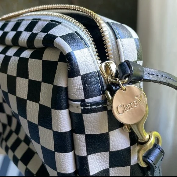 Clare V Checkered Black and White midi sac Crossbody Bag - Picture 3 of 10